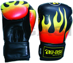 Boxing Glove Artificial Leather Black Fire